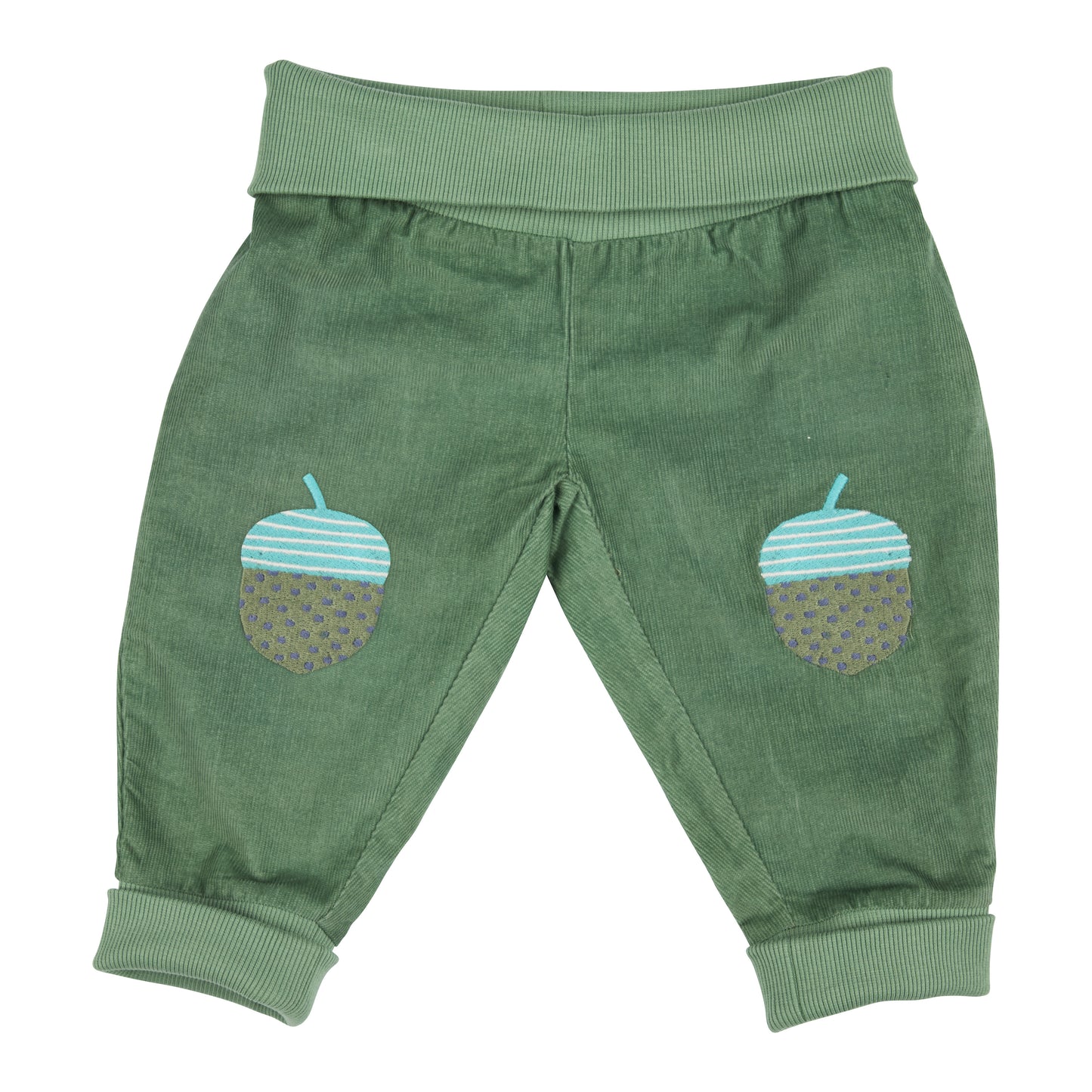 Pigeon Organics Baby and Toddler Knee Patch Corduroys- Acorn, Green