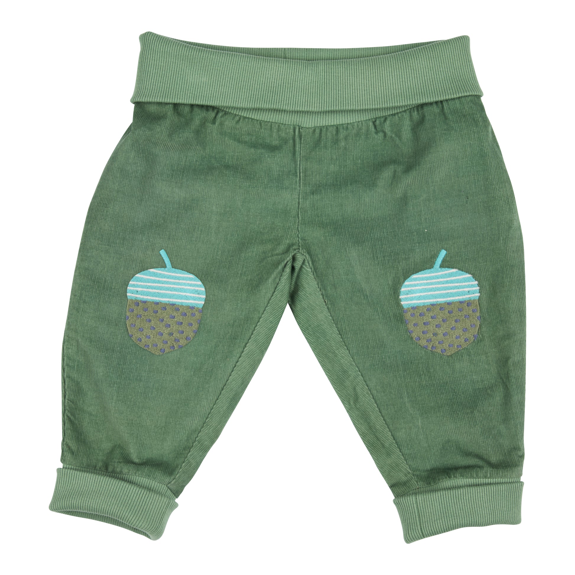 Pigeon Organics Baby and Toddler Knee Patch Corduroys- Acorn, Green
