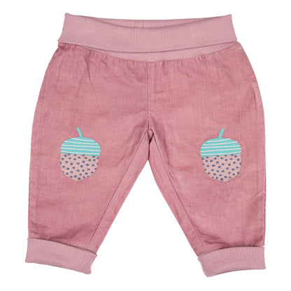 Pigeon Organics Baby and Toddler Knee Patch Corduroys- Acorn, Pink