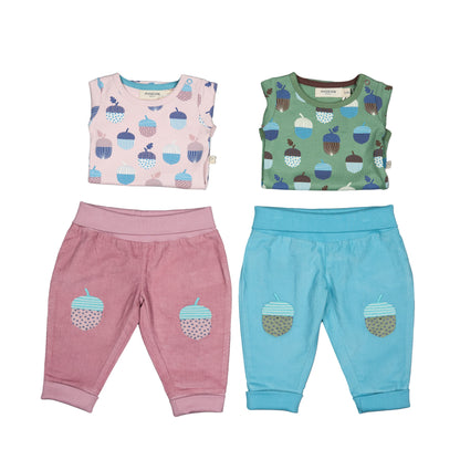 Pigeon Organics Baby and Toddler Knee Patch Corduroys- Acorn, Pink