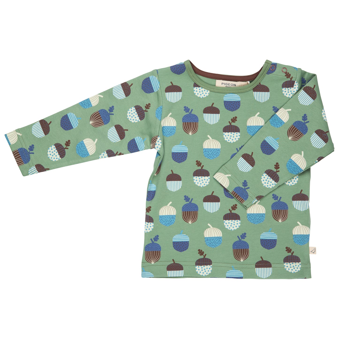Pigeon Organics Kids' Long Sleeved T-Shirt- Acorns, Green