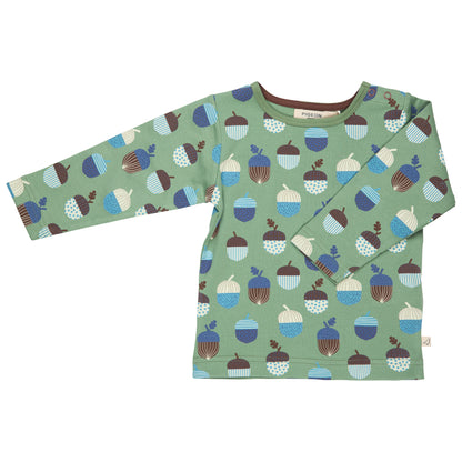Pigeon Organics Kids' Long Sleeved T-Shirt- Acorns, Green