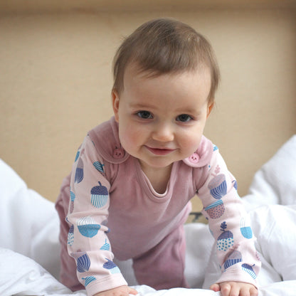 Pigeon Organics Girls' Long Sleeved T-Shirt- Acorns, Pink