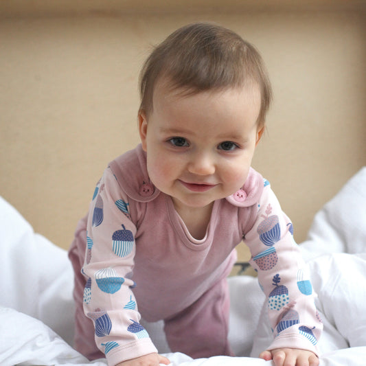 Pigeon Organics Girls' Long Sleeved T-Shirt- Acorns, Pink