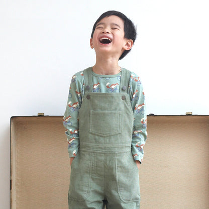 Pigeon Organics Boys' Long Sleeved T-Shirt- Cycling Fox, Green