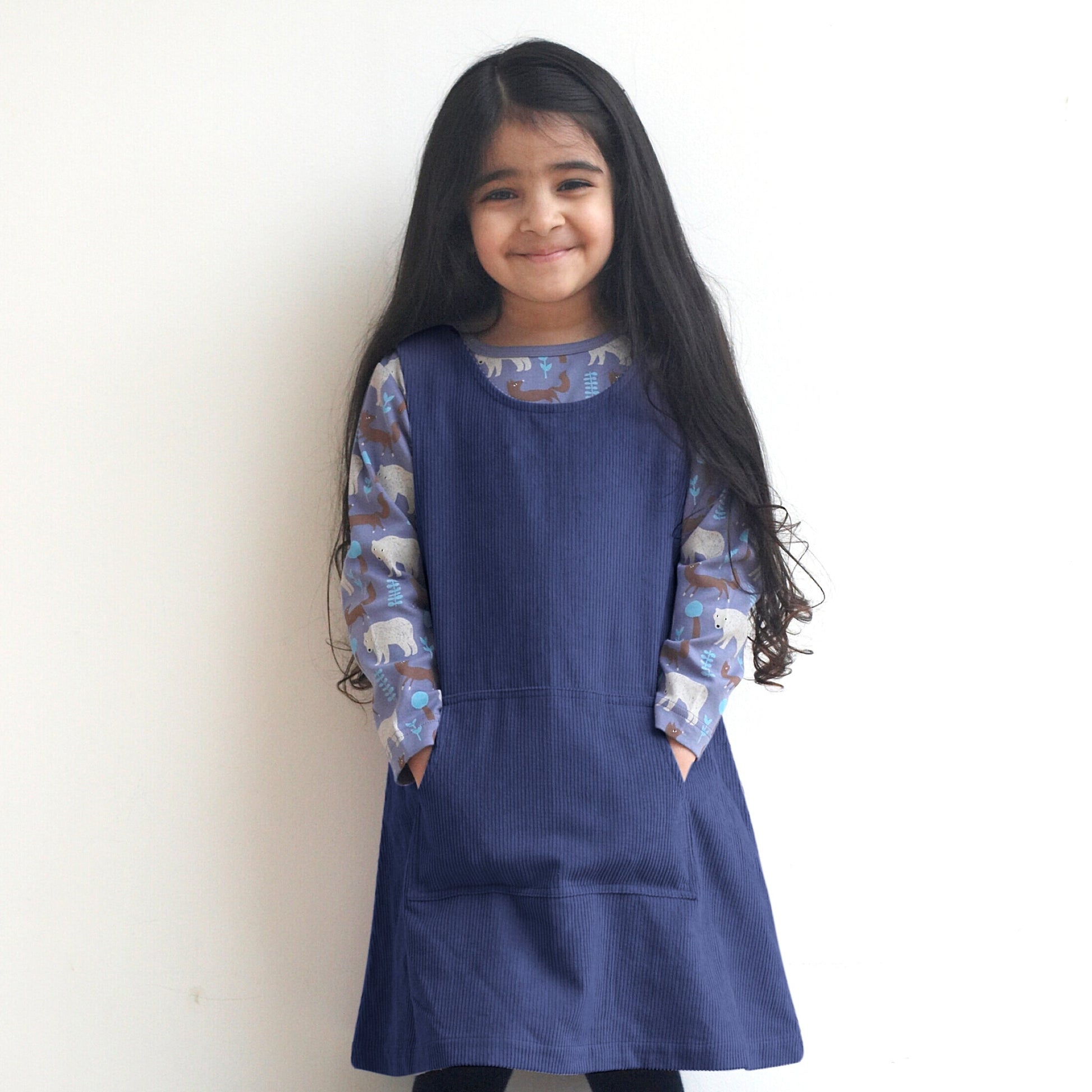 Pigeon Organics Boys' Long Sleeved T-Shirt- Bear & Fox, Blue