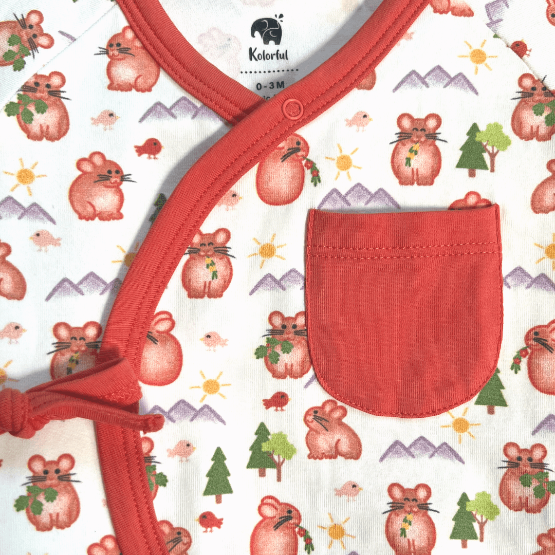 Kolorful Organic Pima Cotton Babies' Kimono Romper- Pika
