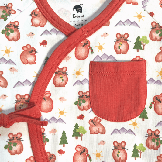 Kolorful Organic Pima Cotton Babies' Kimono Romper- Pika