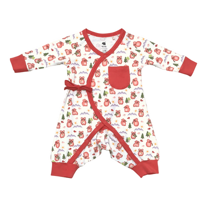 Kolorful Organic Pima Cotton Babies' Kimono Romper- Pika