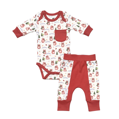 Kolorful Organic Pima Cotton Babies' Long-Sleeved Bodysuit & Pants Set- Pika