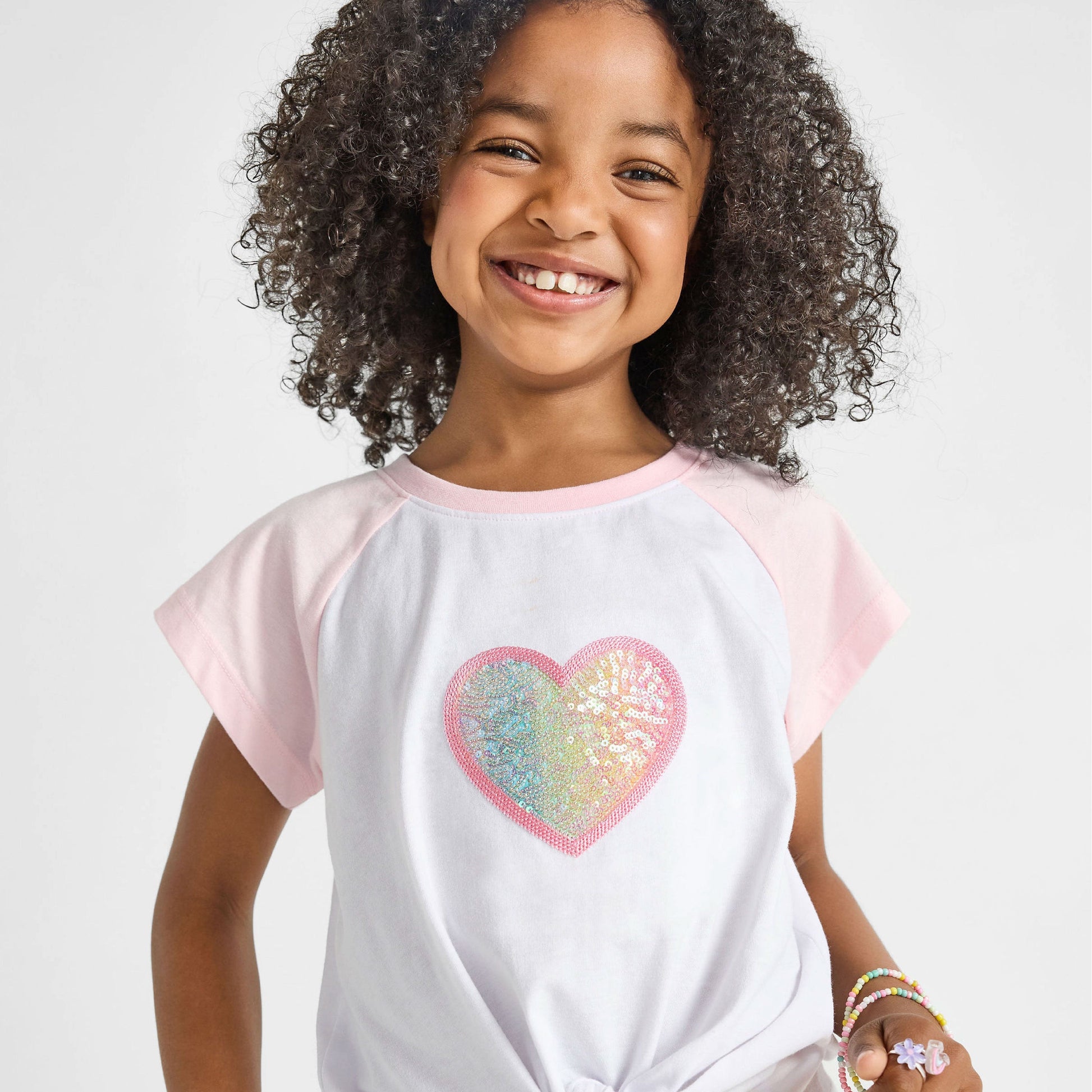 Heart Knotted Baseball Tee - Organic Cotton & Recycled Sequins | Rebloomed Kids