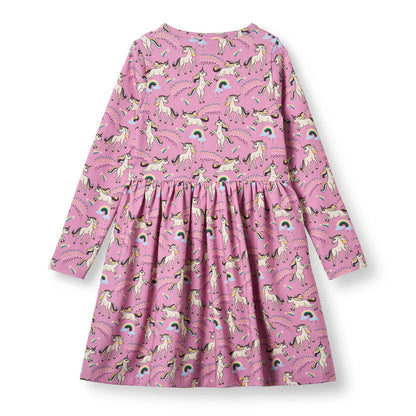Smafolk Organic Cotton Long Sleeve Dress - Unicorns