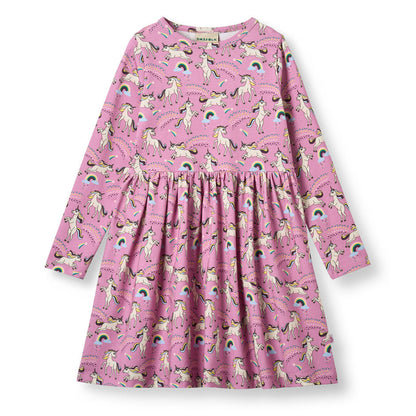 Smafolk Organic Cotton Long Sleeve Dress - Unicorns