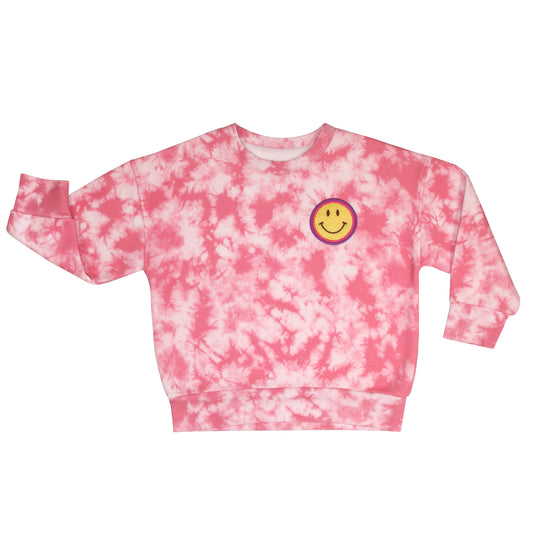 Smiley Tie-Dye Crewneck Sweatshirt - Organic Cotton & Recycled Polyester | Rebloomed Kids