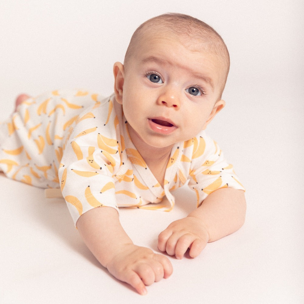 Banana Print Baby Kimono Onesie - Organic Pima Cotton | Dodo Banana