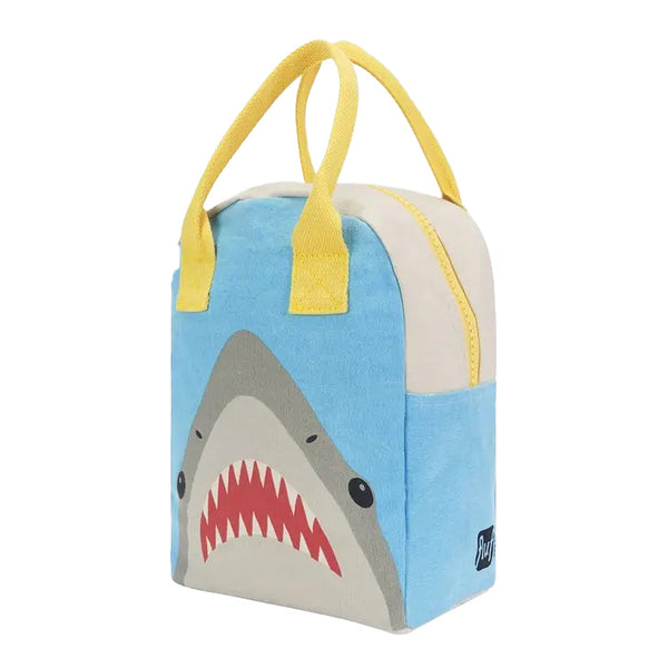 Fluf organic Zipper lunch bag - shark, side