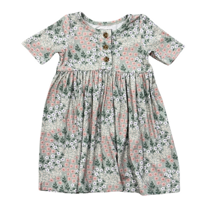 Girls Bamboo Viscose Short Sleeve Henley Dress - Kids Dress | babysprouts