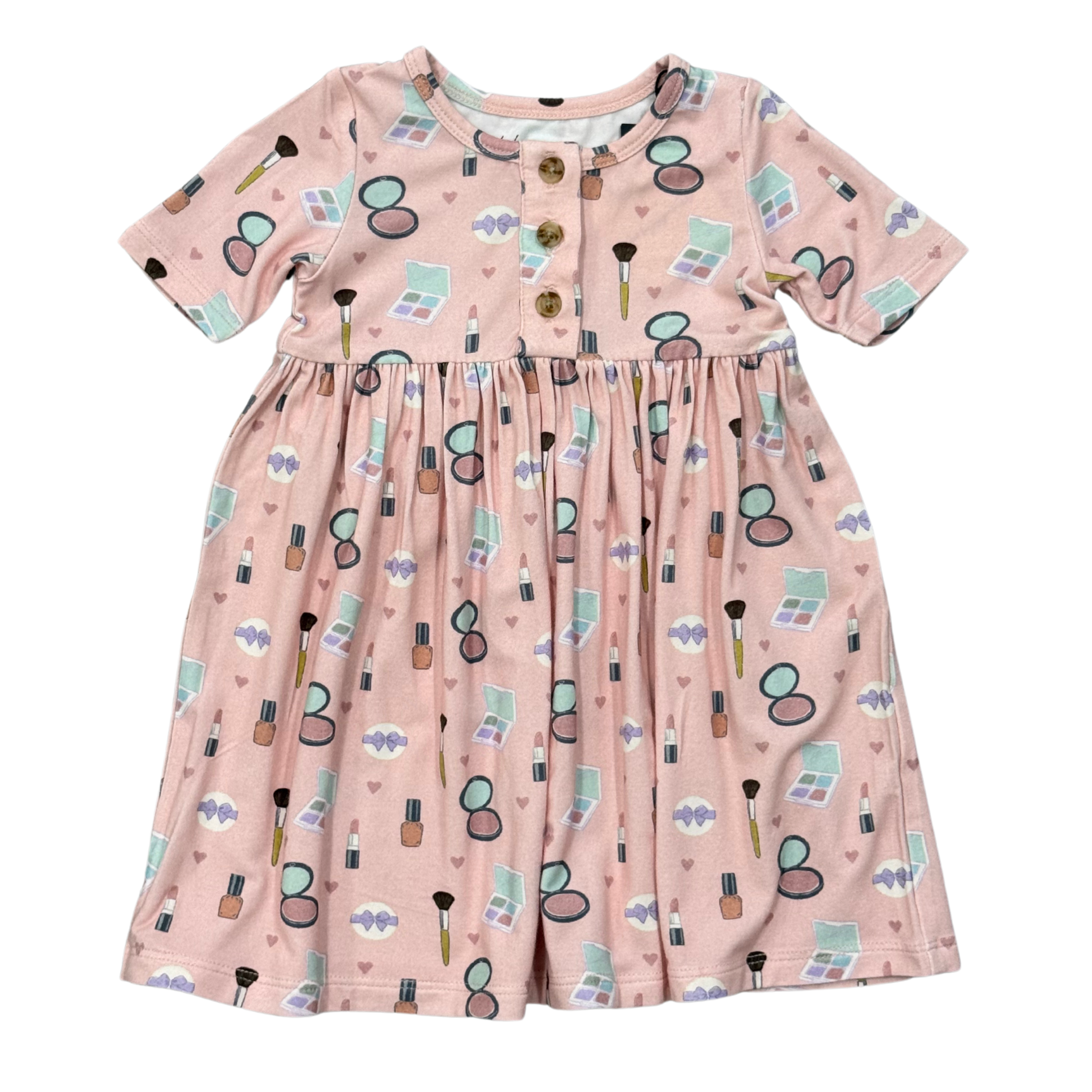 Girls Bamboo Viscose Short Sleeve Henley Dress - Kids Dress | babysprouts