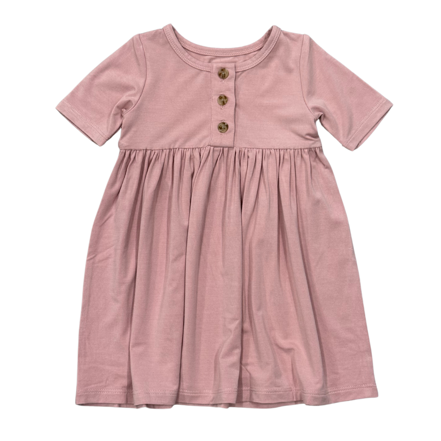 Girls Bamboo Viscose Short Sleeve Henley Dress - Kids Dress | babysprouts