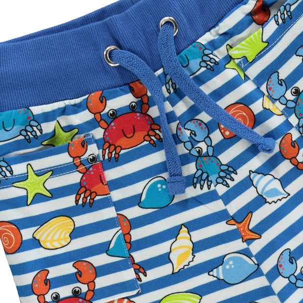 Smafolk organic Shorts- crabs, brilliant blue, closeup