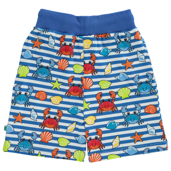 Smafolk organic Shorts- crabs, brilliant blue, back