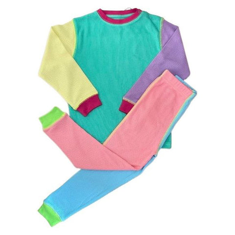 Slugs & Snails organic Waffle top & pants set- 90's neon