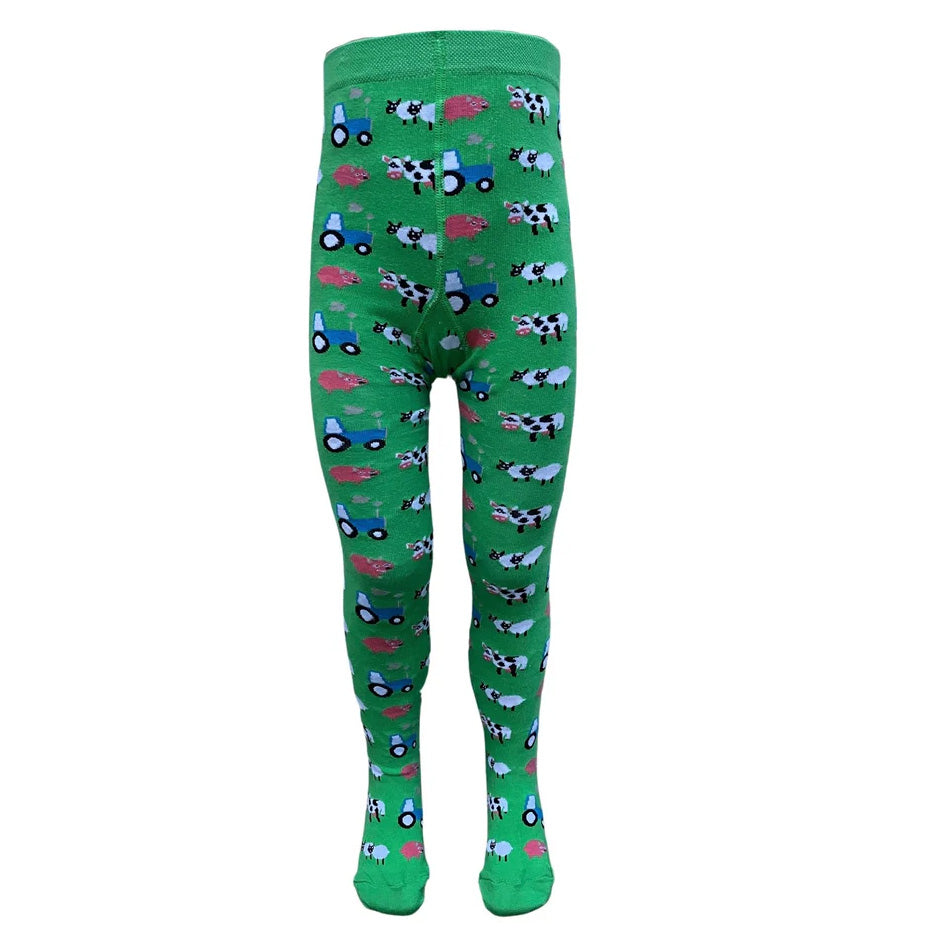 Slugs & Snails Organic Tights- green farmyard