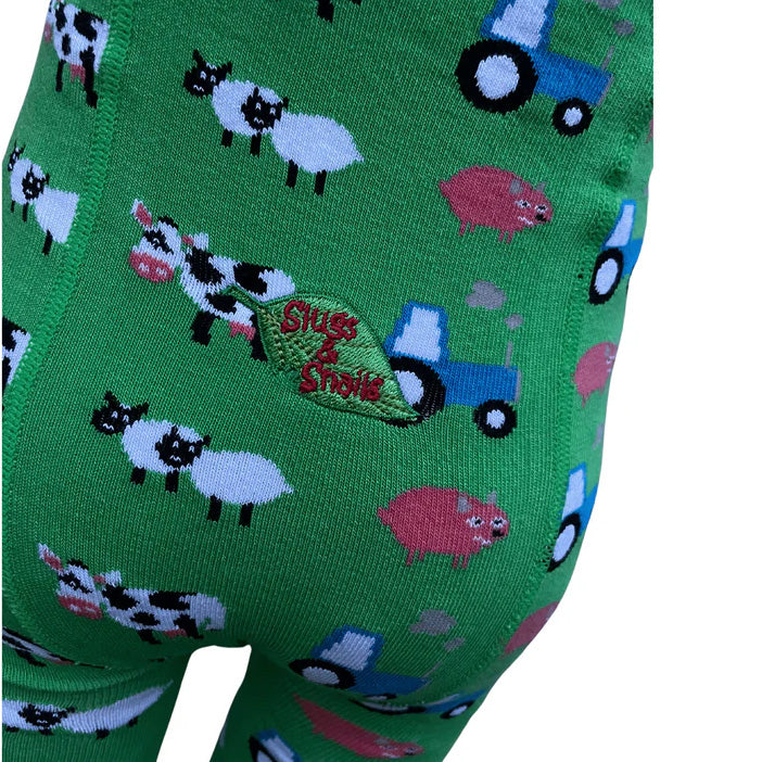 Slugs & Snails Organic Tights- green farmyard
