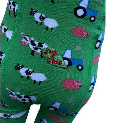Slugs & Snails Organic Tights- green farmyard
