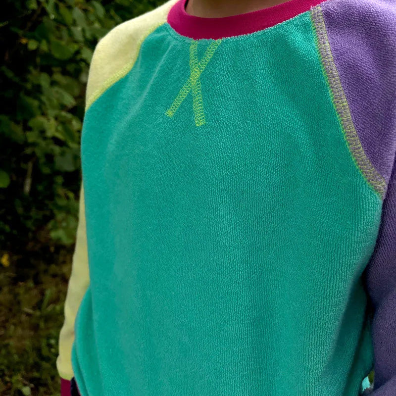 Slugs & Snails Raglan terry sweatshirt- neon colorblock