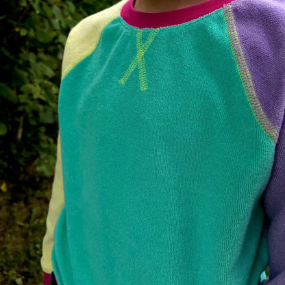 Slugs & Snails Raglan terry sweatshirt- neon colorblock