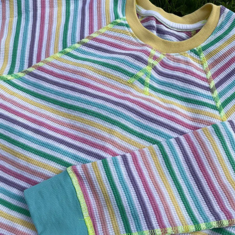 Slugs & Snails Waffle top & pants set- pastel stripes