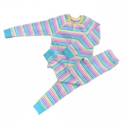 Slugs & Snails Waffle top & pants set- pastel stripes