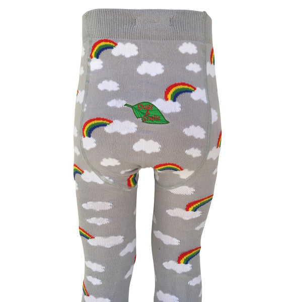 Slugs & Snails Organic Tights- gray rainbows, back