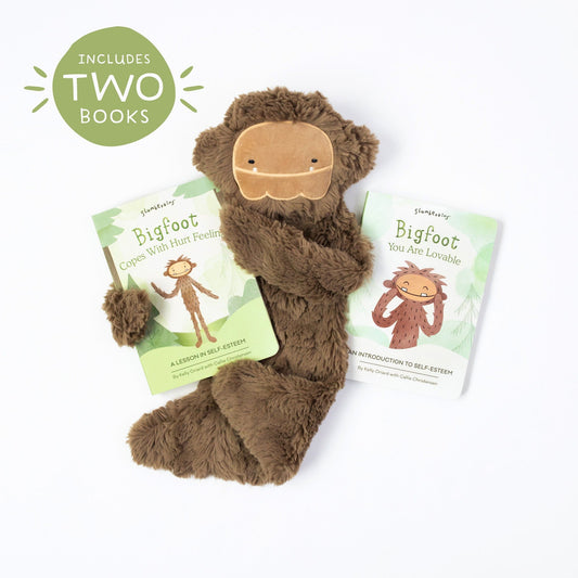 Slumberkins Bigfoot Snuggler & Self-Esteem Books Set for Kids
