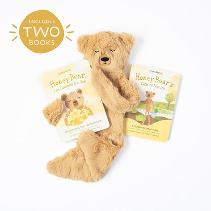 Slumberkins Honey Bear Snuggler & Gratitude Books Set for Kids