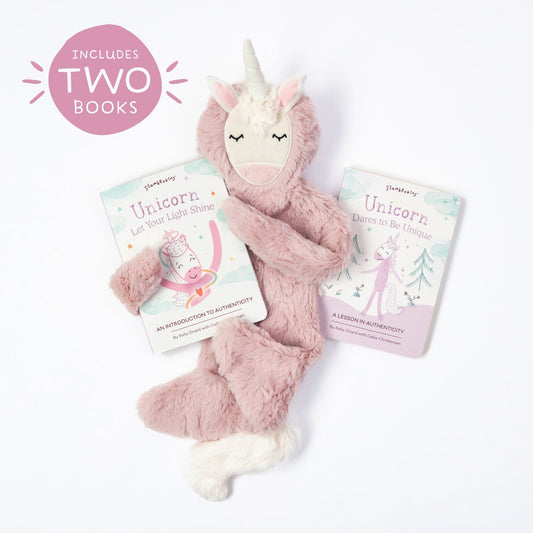 Slumberkins Unicorn Snuggler & Authenticity Books Set for Kids