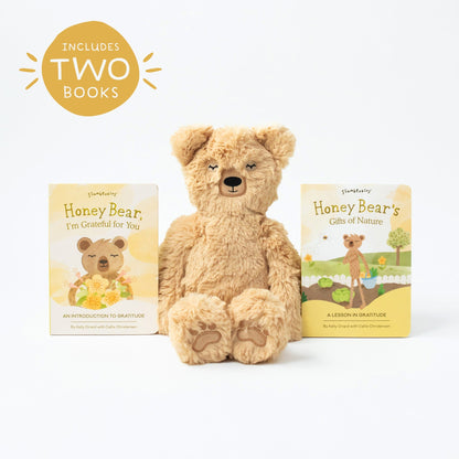 Slumberkins Honey Bear Kin Plush & Gratitude Books Set for Kids