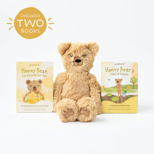 Slumberkins Honey Bear Kin Plush & Gratitude Books Set for Kids