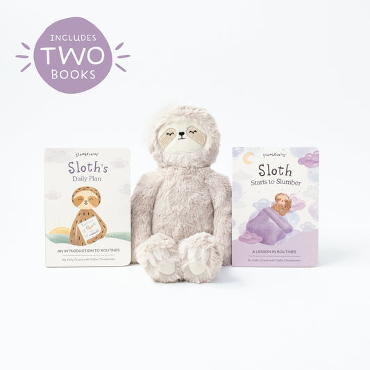 Slumberkins Sloth Kin Plush & Routines Books Set for Kids