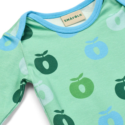 Småfolk Organic Long-Sleeved Babies' Bodysuit- Apples, Spring Meadow