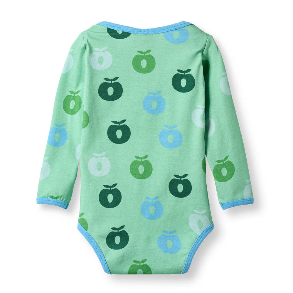 Småfolk Organic Long-Sleeved Babies' Bodysuit- Apples, Spring Meadow