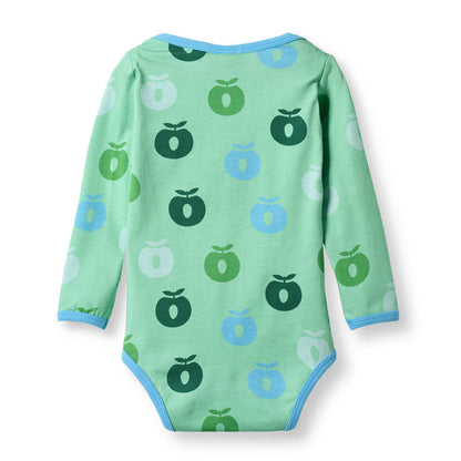 Småfolk Organic Long-Sleeved Babies' Bodysuit- Apples, Spring Meadow