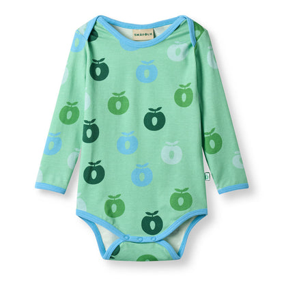 Småfolk Organic Long-Sleeved Babies' Bodysuit- Apples, Spring Meadow