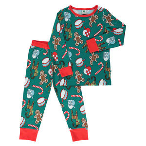 Smafolk organic Pajamas- Christmas, petroleum green