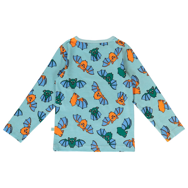 Smafolk organic Long sleeved t-shirt- bats, stratosphere blue, back