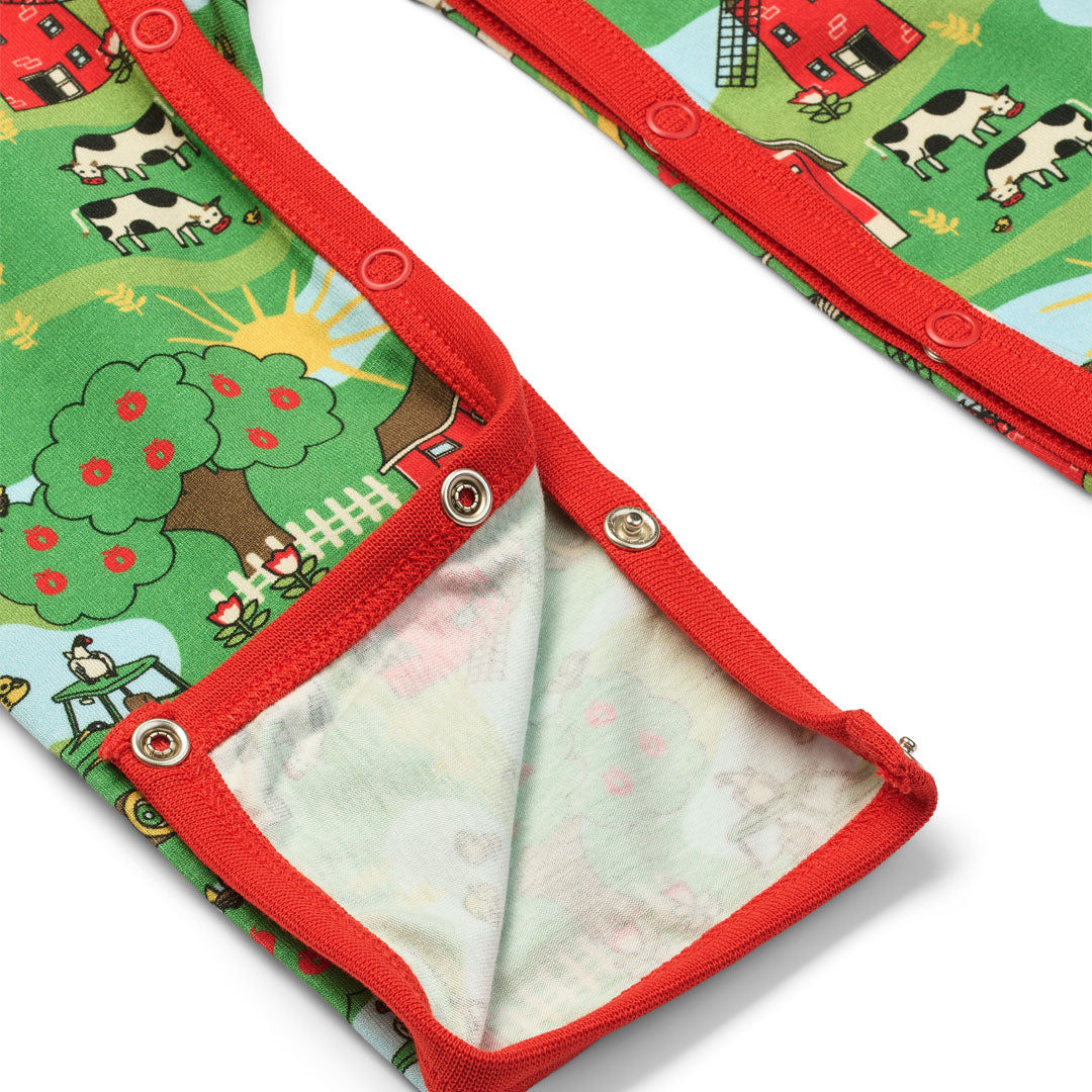 Småfolk Organic Baby One-Piece Playsuit- Farm, Green