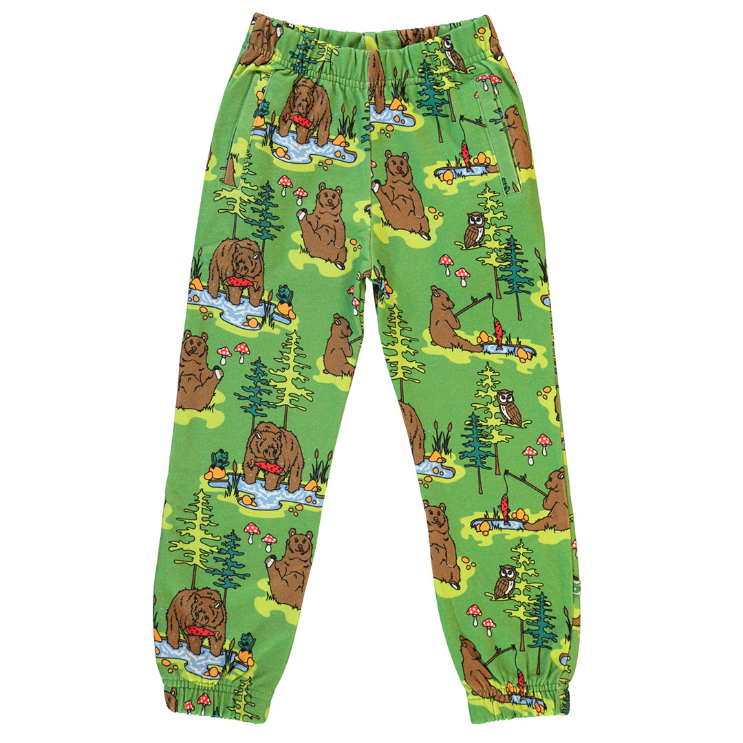 Smafolk organic Sweatpants- bears, moss green