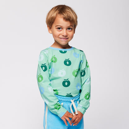 Småfolk Organic Long Sleeved Kids' T-shirt- Apples, Spring Meadow