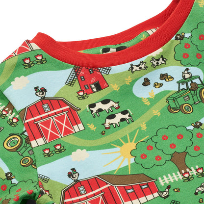 Småfolk Organic Long Sleeved Boys' T-shirt- Farm, Green